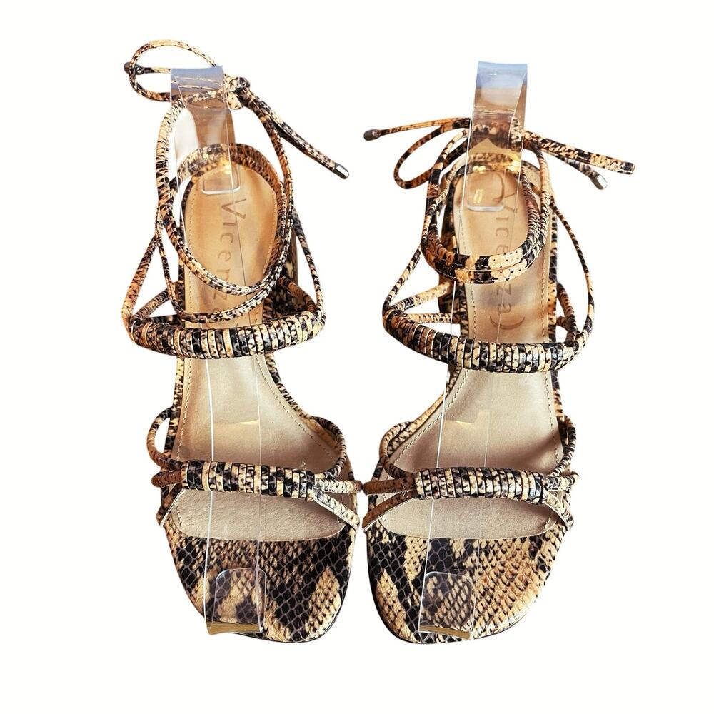 Free People Vicenza Love Struck Leather Shoes Sandals Ankle Wrap Reptile Size 6 - Picture 3 of 8